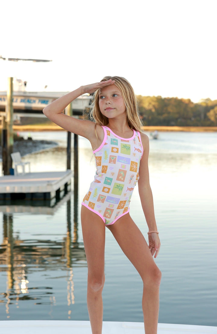 Lainsnow X The Last Mango: Mini Charleston One Piece- Postcards